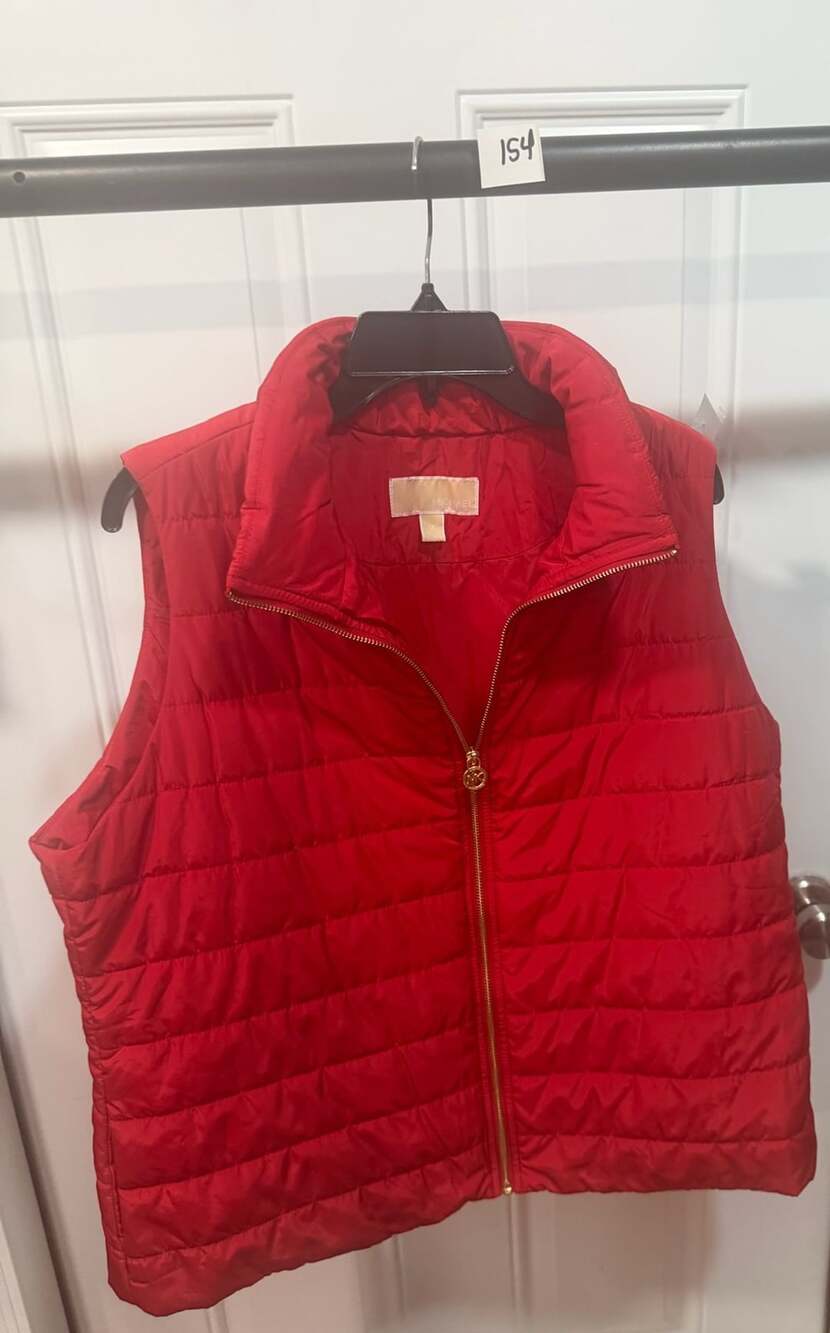 Michael Kors Puffer Vest Size 1X Red Quilted Zip Up